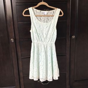 White dress with a Tiffany blue under piece
